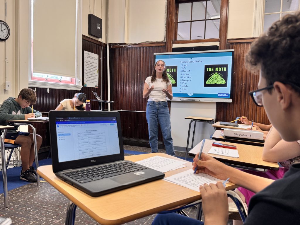 student working at laptop